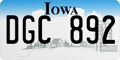 IA license plate DGC892