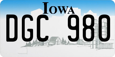 IA license plate DGC980