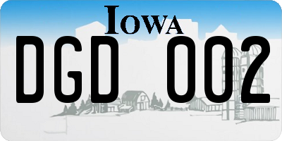 IA license plate DGD002