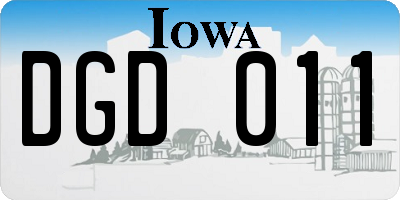 IA license plate DGD011