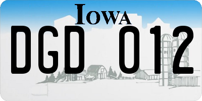 IA license plate DGD012
