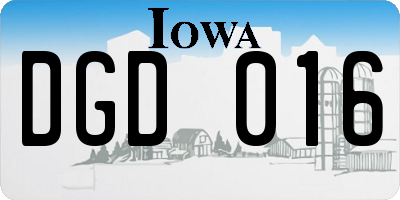 IA license plate DGD016