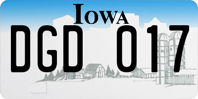 IA license plate DGD017