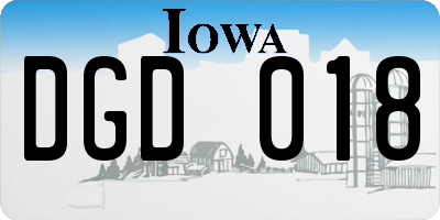 IA license plate DGD018