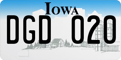 IA license plate DGD020