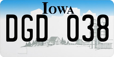 IA license plate DGD038