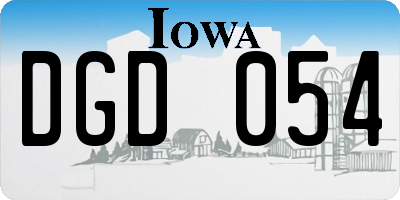 IA license plate DGD054