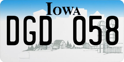 IA license plate DGD058