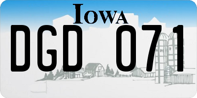 IA license plate DGD071