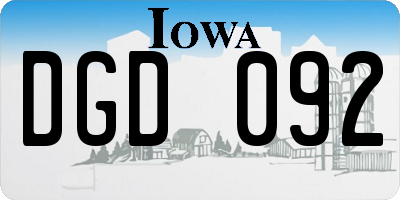 IA license plate DGD092