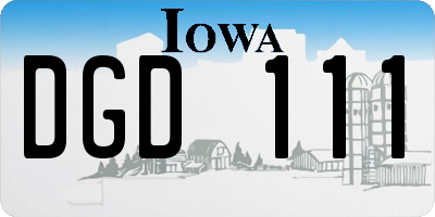 IA license plate DGD111