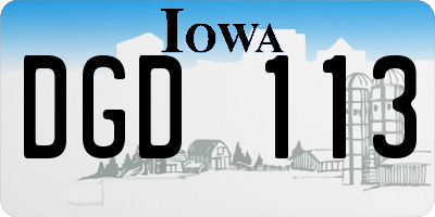 IA license plate DGD113