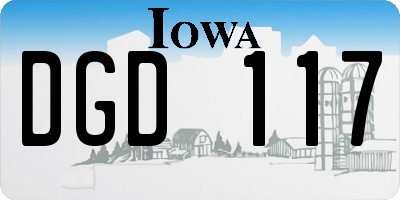 IA license plate DGD117