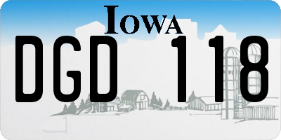 IA license plate DGD118