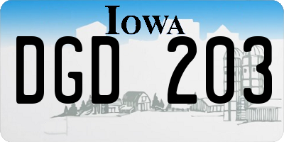 IA license plate DGD203