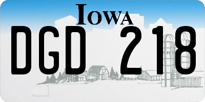 IA license plate DGD218
