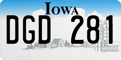IA license plate DGD281