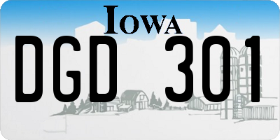 IA license plate DGD301