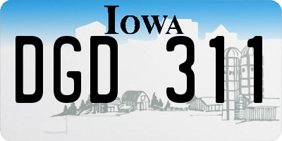 IA license plate DGD311