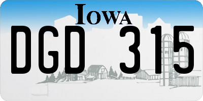 IA license plate DGD315