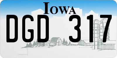 IA license plate DGD317