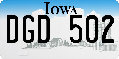 IA license plate DGD502