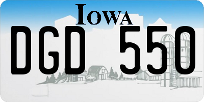 IA license plate DGD550