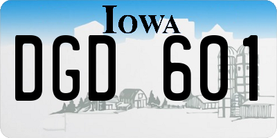 IA license plate DGD601
