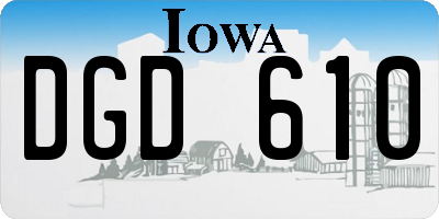 IA license plate DGD610