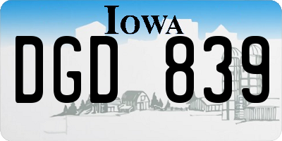 IA license plate DGD839
