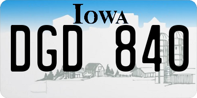 IA license plate DGD840
