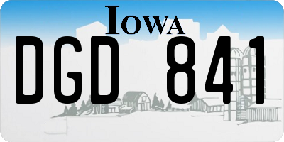 IA license plate DGD841