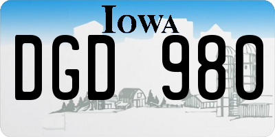 IA license plate DGD980