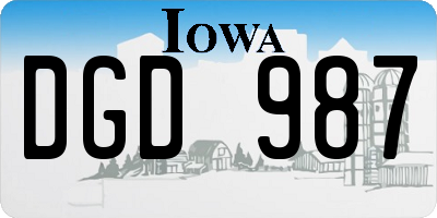 IA license plate DGD987