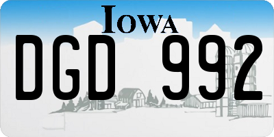 IA license plate DGD992