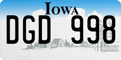 IA license plate DGD998
