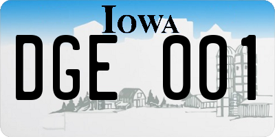 IA license plate DGE001
