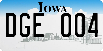 IA license plate DGE004