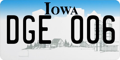 IA license plate DGE006