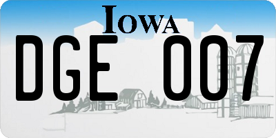 IA license plate DGE007