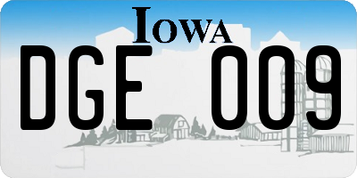 IA license plate DGE009