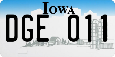 IA license plate DGE011