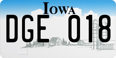 IA license plate DGE018