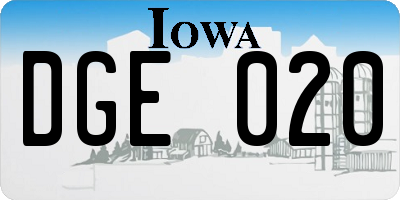 IA license plate DGE020