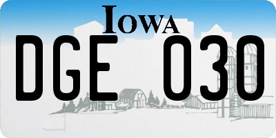 IA license plate DGE030