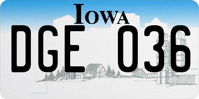 IA license plate DGE036