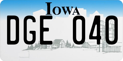 IA license plate DGE040