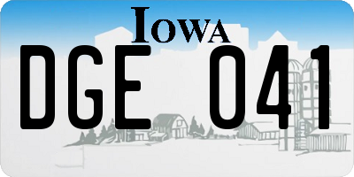 IA license plate DGE041