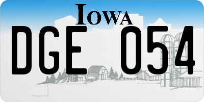 IA license plate DGE054