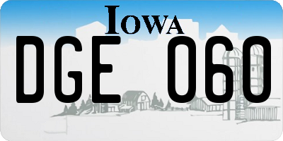 IA license plate DGE060